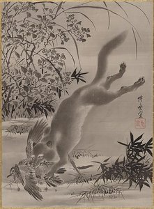 Fox Catching Bird — Kawanabe Kyōsai