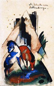 The Watering Place At The Ruby Mountain — Franz Marc, Expressionist Animal Painting