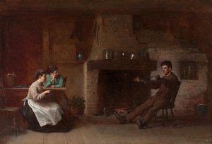 Winding Yarn (interior Of A Nantucket Kitchen) — Jonathan Eastman Johnson