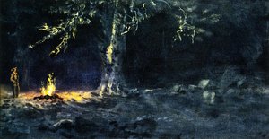 Campfire, Yosemite Valley — Albert Bierstadt