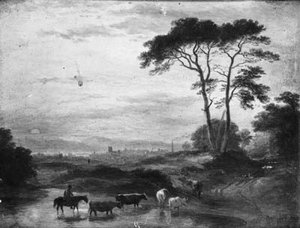 A Wooded Landscape With Countryfolk By A Pond — Ramsay Richard Reinagle