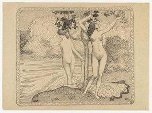 Two Nude Bathers Under A Tree At The Water's Edge (deux Baigneuses Nues Sous Un Arbre Au Bord De L'eau) — Aristide Maillol, Art Nouveau