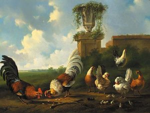 Poultry In A Summer Landscape By A Ruined Wall — Albertus Verhoesen
