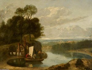 Three Boys In A Sailing Boat On A Lake With Durham