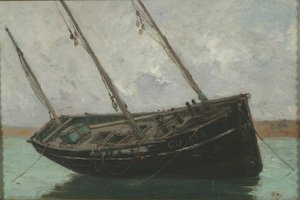 Barque De Pêche Échouée (titre De Catalogue) — Berthelemy Pierre Emile