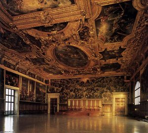 View Of The Sala Del Maggior Consiglio — Jacopo Tintoretto, Baroque
