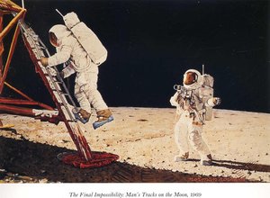 The Final Impossibility: Man's Tracks On The Moon — Norman Rockwell
