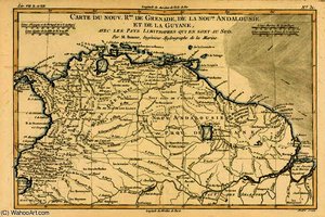 The New Kingdoms Of Grenada, New Andalucia And Guyana, From 'atlas De Toutes Les Parties Connues Du — Rigobert Bonne (charles Marie Rigobert Bonne)