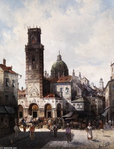 Italienische Stadtansicht - — August Von Siegen