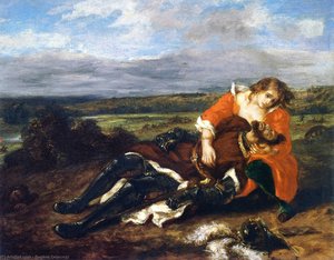 The Death Of Lara — Eugène Delacroix, Romantic French Painting