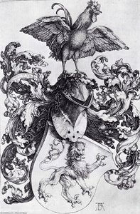 Coat Of Arms With Lion And Rooster — Albrecht Dürer