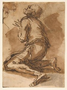 Old Man Kneeling Facing Upper Left — Salvator Rosa