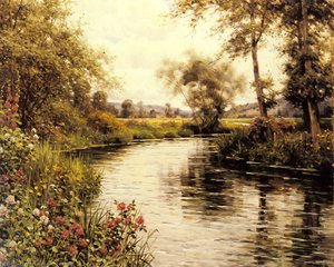 Flowers In Bloom By A River — Louis Aston Knight