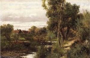 A Stream In A Wooded Landscape