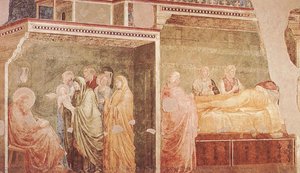 The Birth Of St. John The Baptist And His Father Zacharias Writing His Name — Giotto Di Bondone, Proto Renaissance