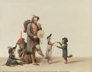 La Pièce Curieuse An Animal Trainer With Dancing Dogs, A Bear And Monkey — Louis Léopold Boilly