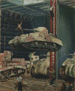Damaged Tanks Being Lowered Into The Hold Of A Merchant Ship — Bernard Hailstone