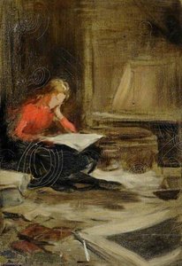 Study Of A Girl Seated Reading (detail) — Frederick William Elwell