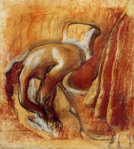 After The Bath, Woman Drying Herself 2 — Edgar Degas, Impressionist Style