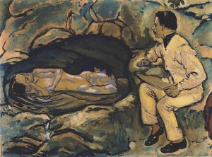 Self-portrait With Mermaid — Koloman Moser, Symbolism