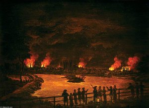 Figures By Chelsea Waterworks, London, Observing The Fires Of The Gordon Riots — Francis Swaine