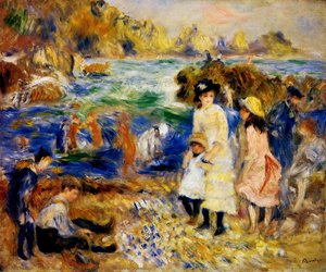 Children By The Sea In Guernsey — Pierre-auguste Renoir