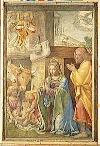 La Nativite De Jesus Et L'annonce Aux Bergers — Bernardino Luini, High Renaissance