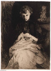 Woman Seated Sewing — Julian Alden Weir