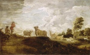 Paysage Au Taureau — David Teniers Ii Le Jeune, Baroque