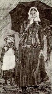 Sien Under Umbrella With Girl — Vincent Willem Van Gogh, Post-impressionism