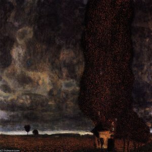 Die Große Pappel Oder Aufziehendes Gewitter — Gustav Klimt