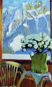 Flowers On The Balcony — Boris Mikhailovich Kustodiev