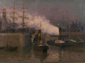 Entrance To Cardiff Docks, Evening — Lionel Walden