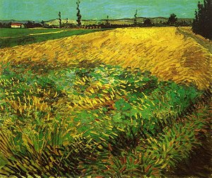 Wheat Field With The Alpilles Foothills In The Background — Vincent Willem Van Gogh, Post-impressionism