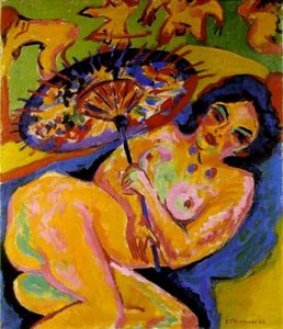 Girl Under A Japanese Parasol — Ernst Ludwig Kirchner, Expressionism
