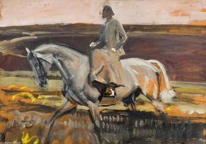 Study For 'lady Munnings Riding On Exmoor' — Sir Alfred James Munnings