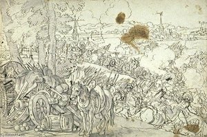 Bataille De Seneffe. Dessin A L'encre Brune