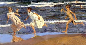 Running Along The Beach — Joaquín Sorolla Y Bastida, Impressionist Realism
