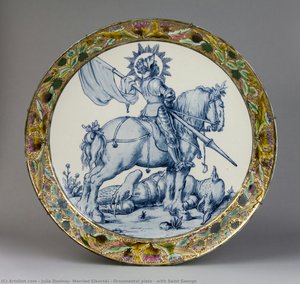 Ornamental Plate - With Saint George — Julia Zsolnay, Married Sikorski