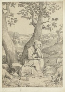 A Young Shepherdess Reading An Improving Book — Claude Mellan