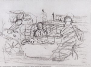 Three Women At A Market Stall — Paula Modersohn-becker