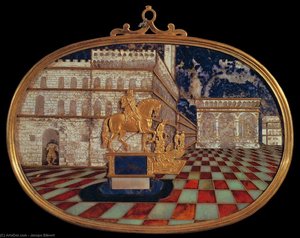 Oval With Panorama Of Piazza Della Signoria — Jacopo Bilivert