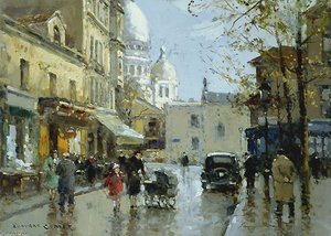 Place From A Knoll Montmartre — Edouard Cortès