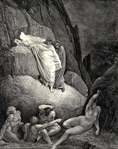 The Inferno, Canto 18, Lines 130-132. Thais Is This, The Harlot, Whose False Lip Answer’d Her Doting Paramour That Ask’d, ‘thankest Me Much!’ — Paul Gustave Doré, Romanticism