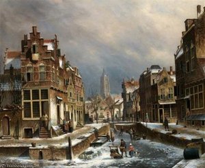 Vue D'amsterdam En Hiver — Oene Romkes De Jongh