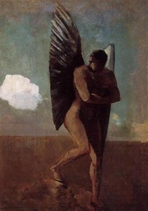 Fallen Angel Looking At At Cloud — Odilon Redon