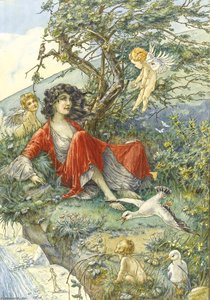 Girl In A Red Dress On A Cliff — William Henry Walker