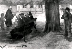 Bench With Four Persons And Baby — Vincent Willem Van Gogh
