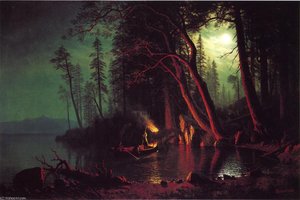 Lake Tahoe Spearing Fish — Albert Bierstadt