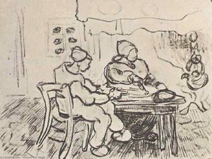 Interior Of A Farm With Two Figures — Vincent Willem Van Gogh